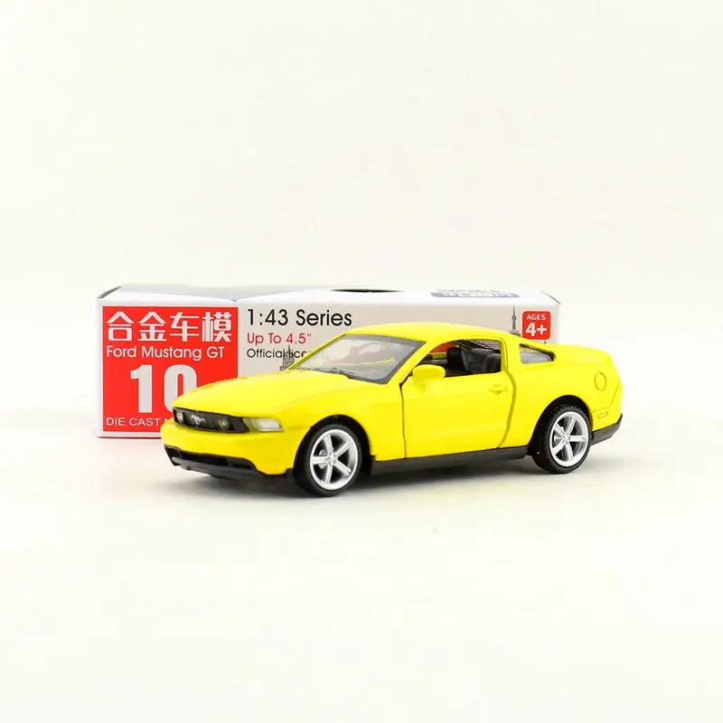 Diecast Metal Toy Model 1:43 Scale Ford Mustang GT Super Car Pull Back Doors Openable Educational Collection Gift For Boys