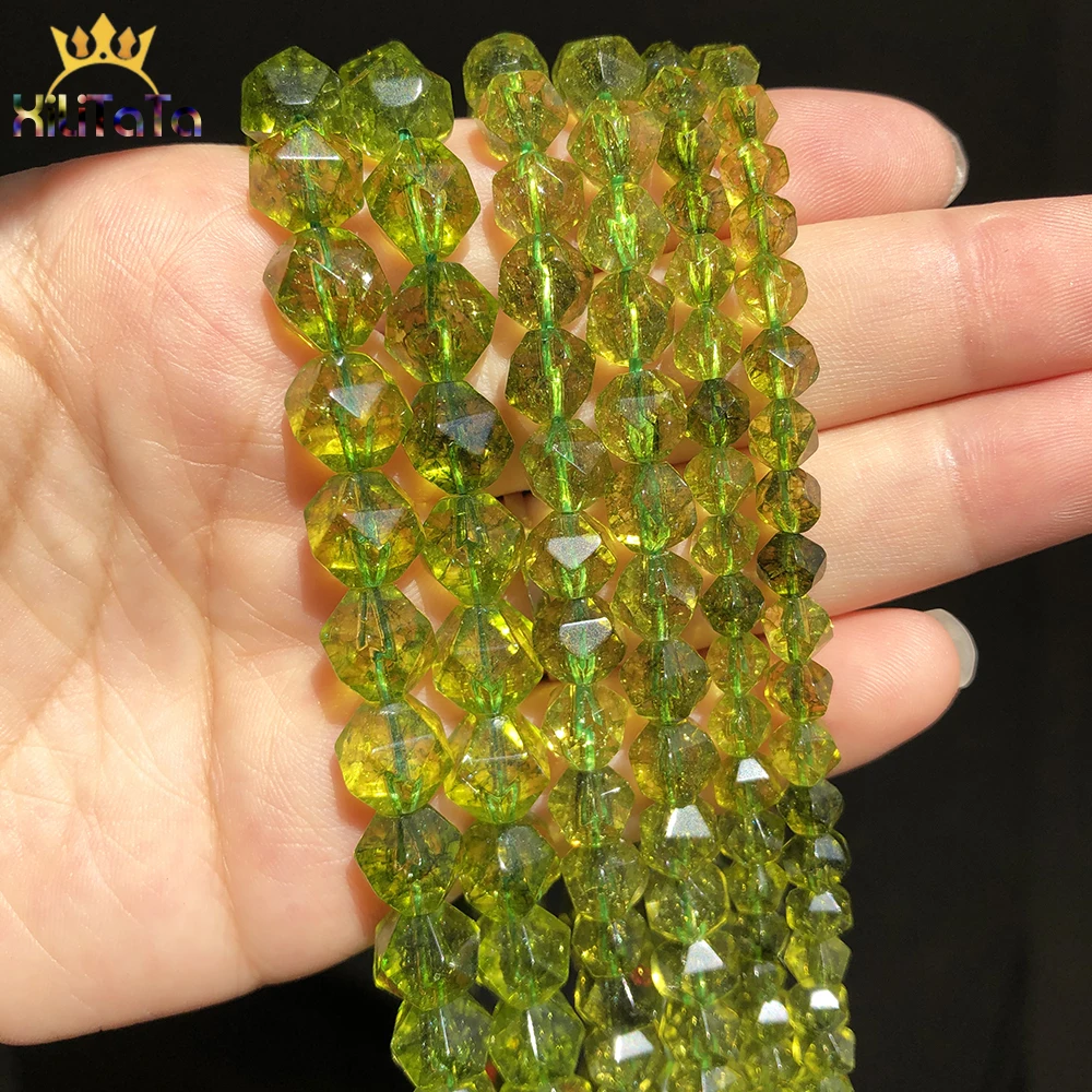 Natural Faceted Green Peridot Stone Beads For DIY Jewelry Making 6 8 10mm Round Loose Spacer Beads Bracelet Accessories 15\'\'