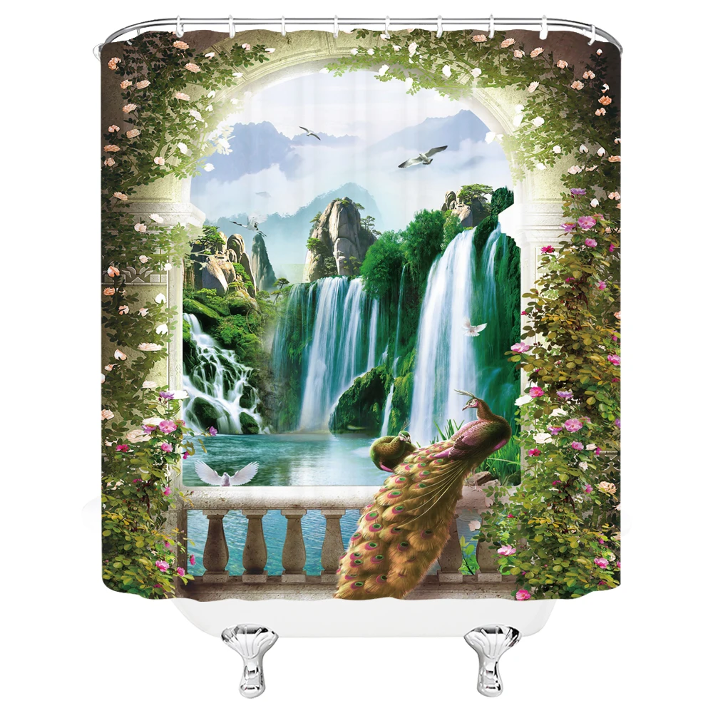 Description:  New colorful personality polyester shower curtain  Shower Curtain Size:   90cm W X 180cm H （with 7 Holes） 150cm W