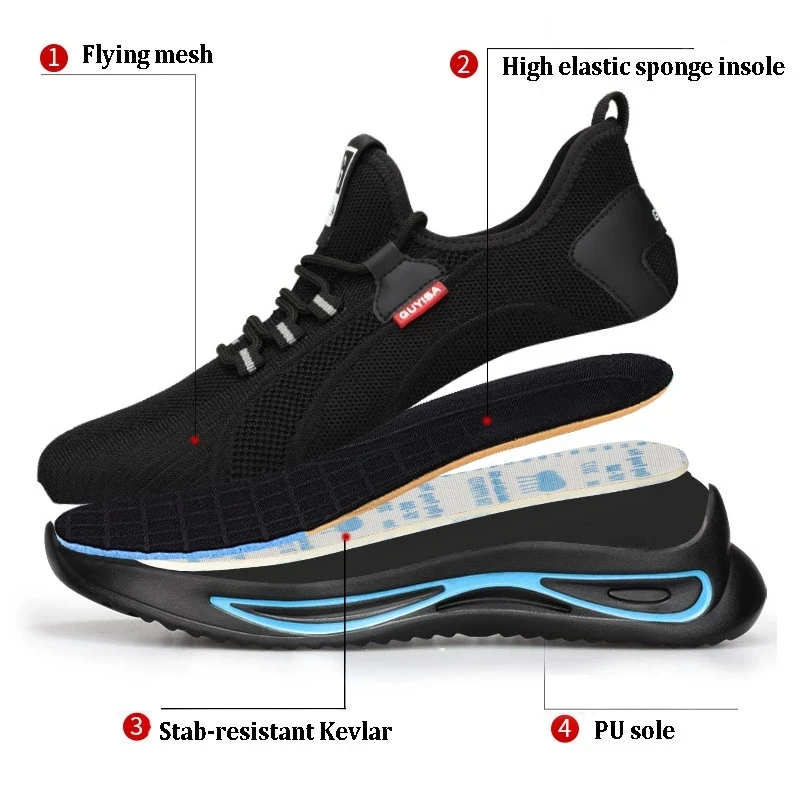 Breathable Work Shoes For Men Women Safety Shoes Men Anti-Smash Anti-Puncture Indestructible Shoes Protective Steel Toe Shoes 49