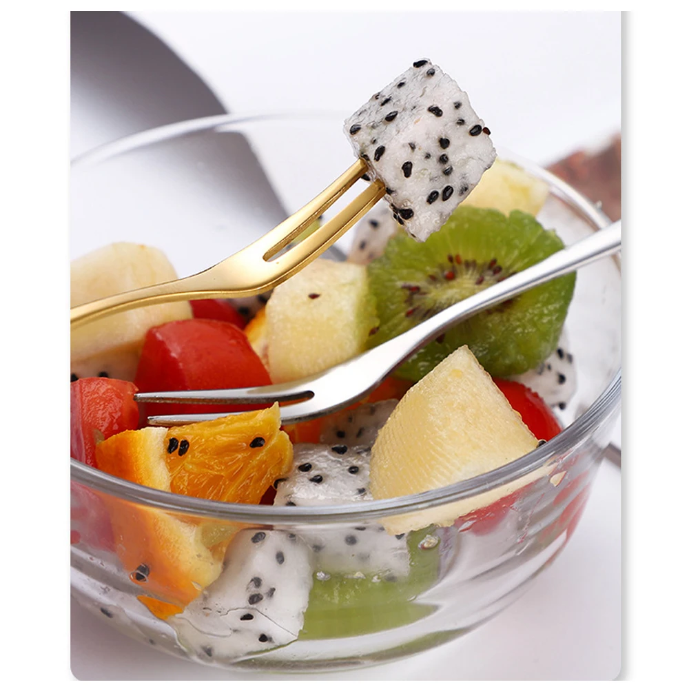 6/12PCS Fruit Forks Mini Food Pick Children Kids Lunch Box Cocktail Stainless Steel Cake Dessert Sushi Snack Sticks Picker