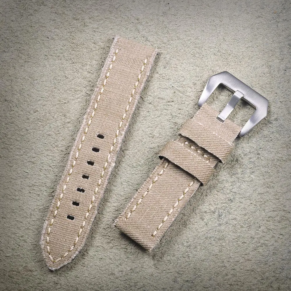 Hemsut Canvas Watch Bands Quick Release Premium Denim KHAKI Two Pieces Watch Straps Matt Steel Buckle 20mm 22mm 24mm