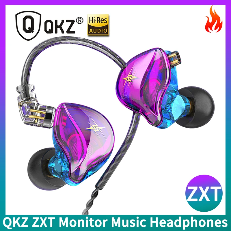 Original QKZ ZXT EDX PRO Monitor Headphones In-Ear Dynamic HIFI Bass Earbuds Sport Noise Cancelling Wired Earphone ES4 ZST X ED9