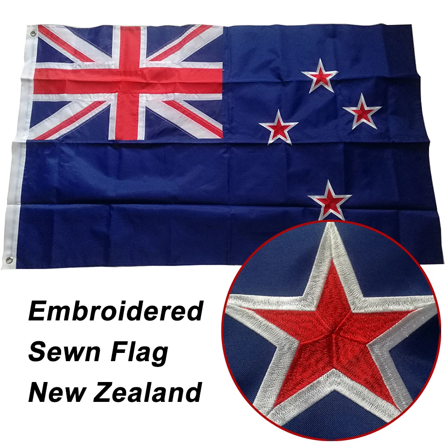 Embroidered Sewn New Zealand Flag New Zealander National Flag World Country Flag Banner Oxford Fabric Nylon 3x5ft