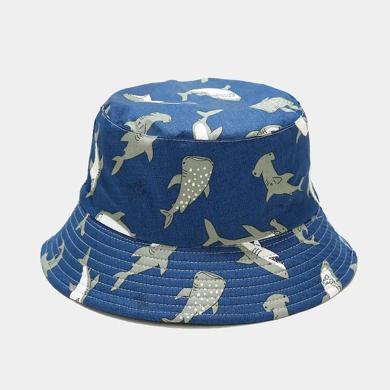 LDSLYJR 2021 Cartoon fish cotton Bucket Hat Fisherman Hat outdoor travel hat Sun Cap Hats for Men and Women 202