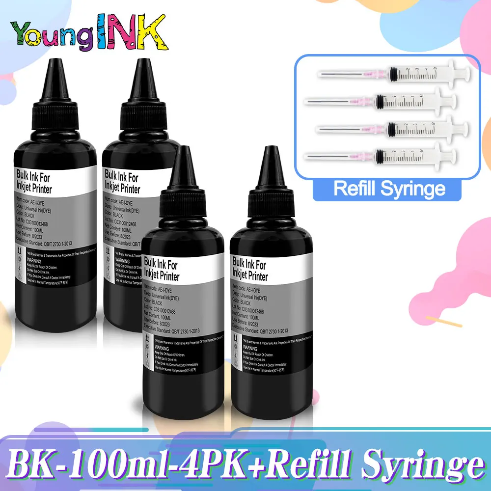 YOUNGINK 4Color Universal Refill Ink kit for Epson T2991XL T603XL For HP 364XL 302XL 301XL Inkjet Printer CISS Cartridge Printer