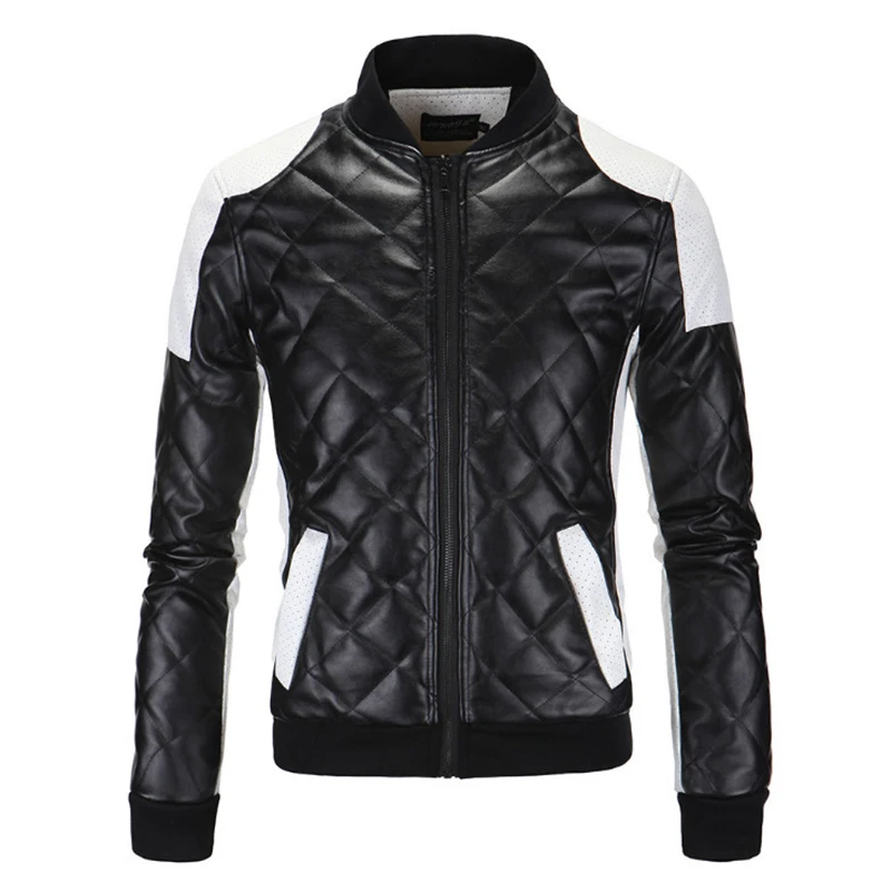 

New High quality PU Leather Jacket Men Fashion Patchwork Motorcycle Leather Jacket Europe and America Big Size 5XL Leather Coat