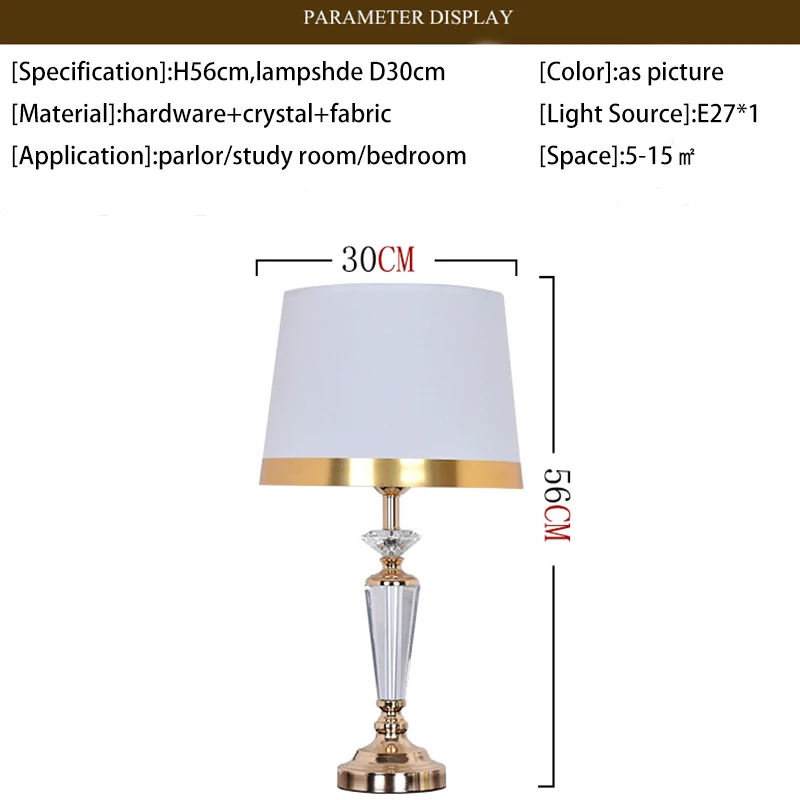 OURFENG Modern Table Lamp Crystal White Bedside LED Desk Lamp Luxury Decorative for Home Foyer Bed Room Office Hotel Study