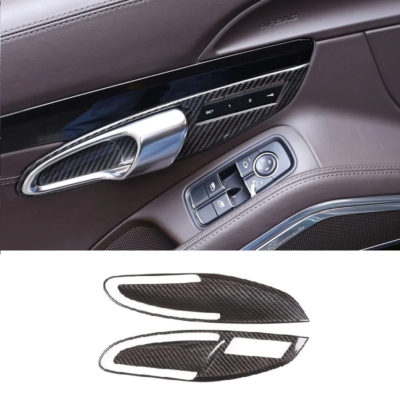 

Fit For Porsche 911 718 2016-2019 2pcs Real Dry Carbon Fiber Car Interior Accessories Car Door Handle Frame Trim