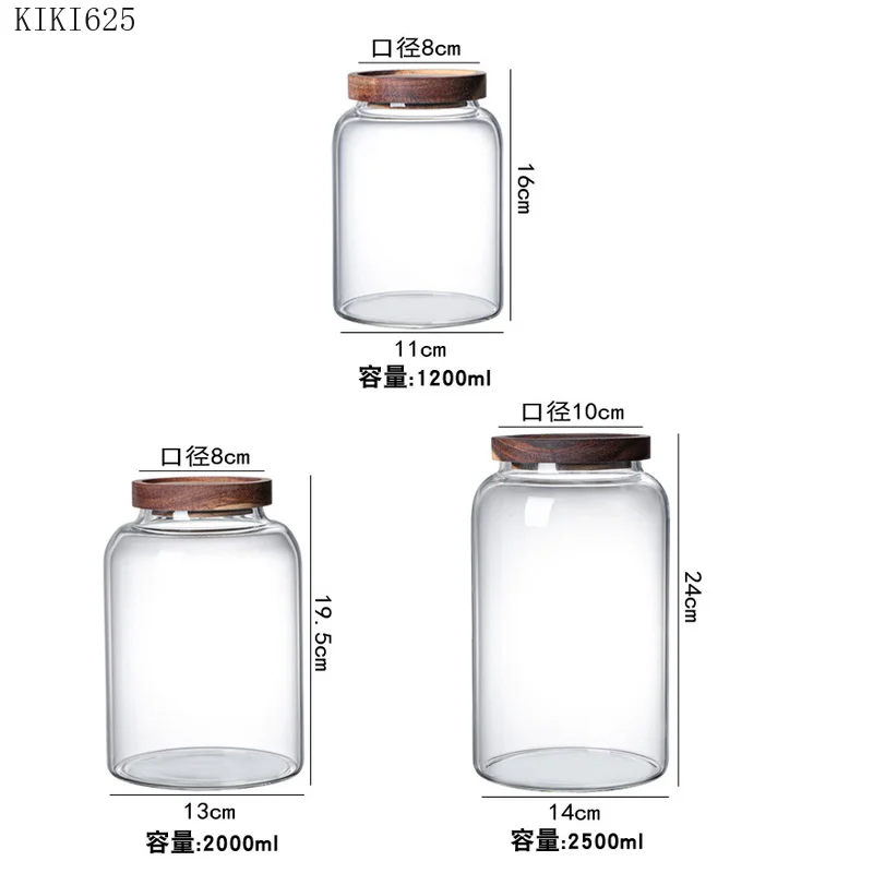 Kitchen Food Container Jam Candy Tea Jar Bottle Household Large-capacity Glass Storage Jar with Lid Transparent Sealed Nut Jar