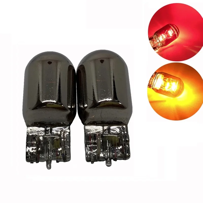 1/2pcs PY21W S25 BAU15S LED P21W BA15S 1156 LED Silver / Chrome Amber Glass 12V 21W Car Tail Lamp Stop lamp turn signal light