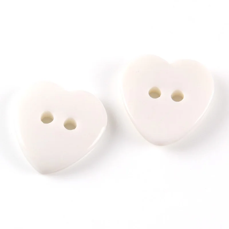 50pcs 15mm Resin Heart Buttons 2 Holes Sewing Accessories DIY Shirt Button Embellishments For Scrapbooking Wedding Decorations