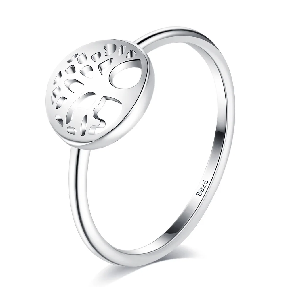 Tree of Life Women's Ring 925 Sterling Silver Hollow Design Ring Wishing Tree Complex Trendy Processing Jewelry for Mother Gift