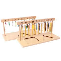 Montessori brinquedo de matemática para crianças, brinquedo do bebê, contas coloridas, cabide de escada, escadas coloridas, aprendizado educacional precoce, 1-20