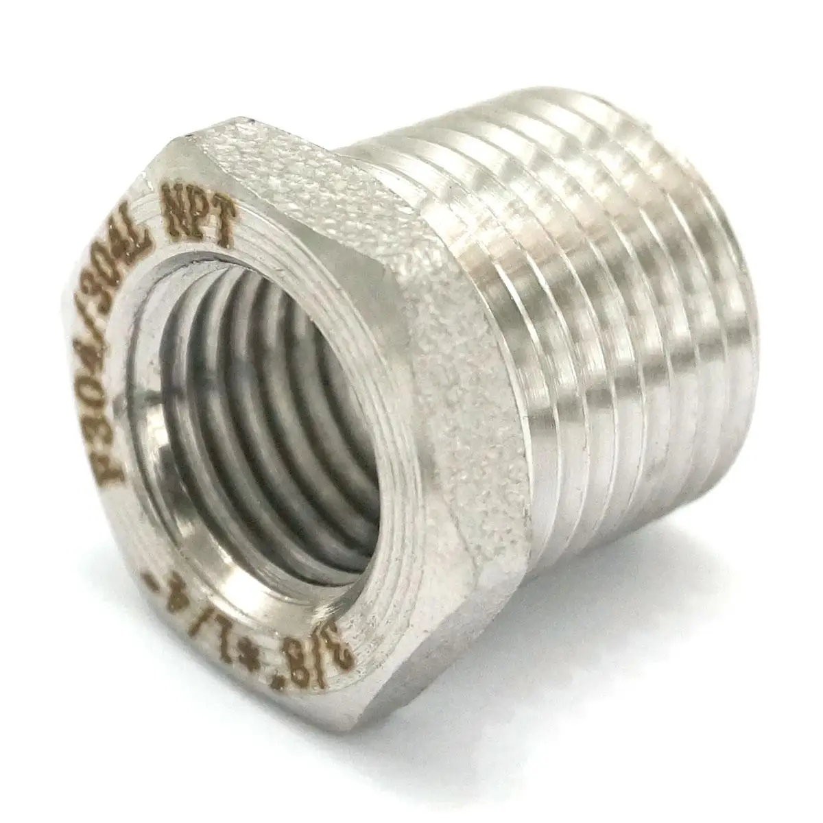 

3/8" NPT Male x 1/4" NPT Female 304 Stainless Steel Reducing Bush Forged Pipe Fitting 3000 PSI Water Gas Oil