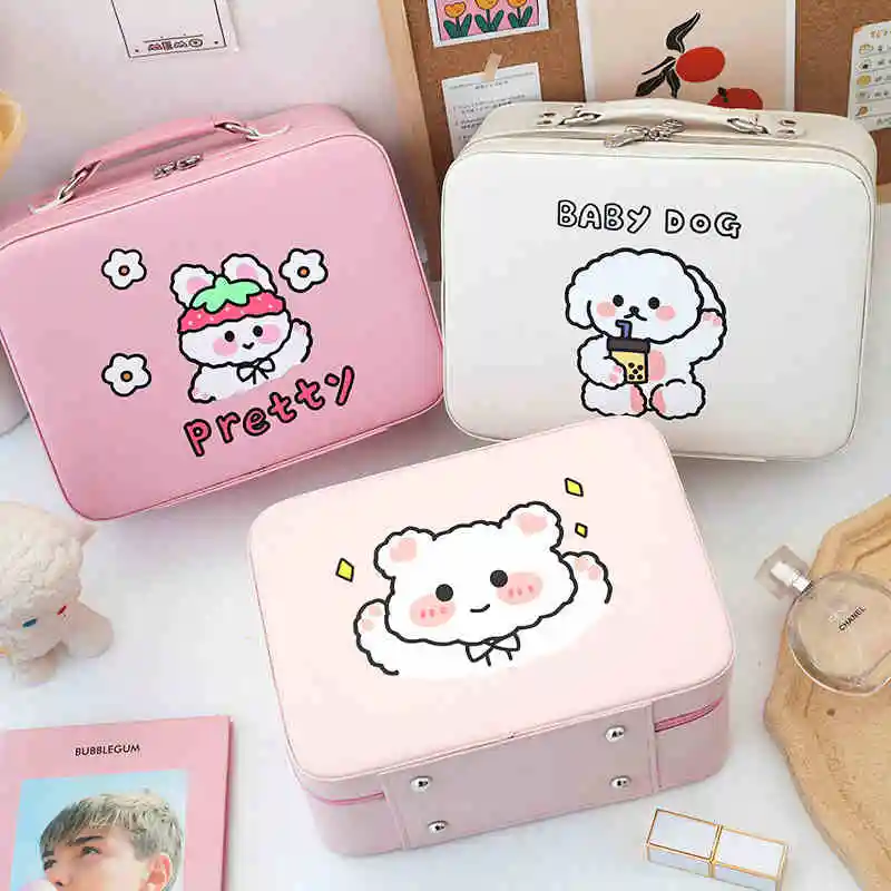 Ins Kawaii Pastel Organizer per cosmetici Cute Large Capacity Makeup Storage Box Travel Portable Girl Women Cosmetic Bags Cases