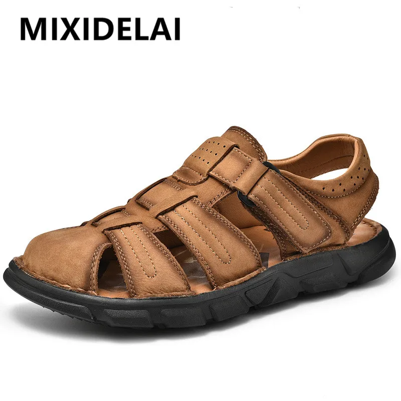 New Summer Genuine Leather Men\'s Sandals Lightweight Men\'s Shoes Outdoor Comfortable Beach Sandals Fashion Casual Shoes Sneakers