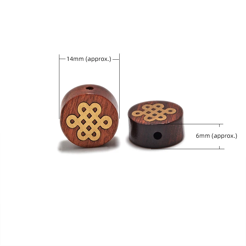 MZ014 Natural Classical geometric ornamentation Jewelry Accessorie Copper Inlaid Rosewood Prayer Beads for Yoga Bracelet Making