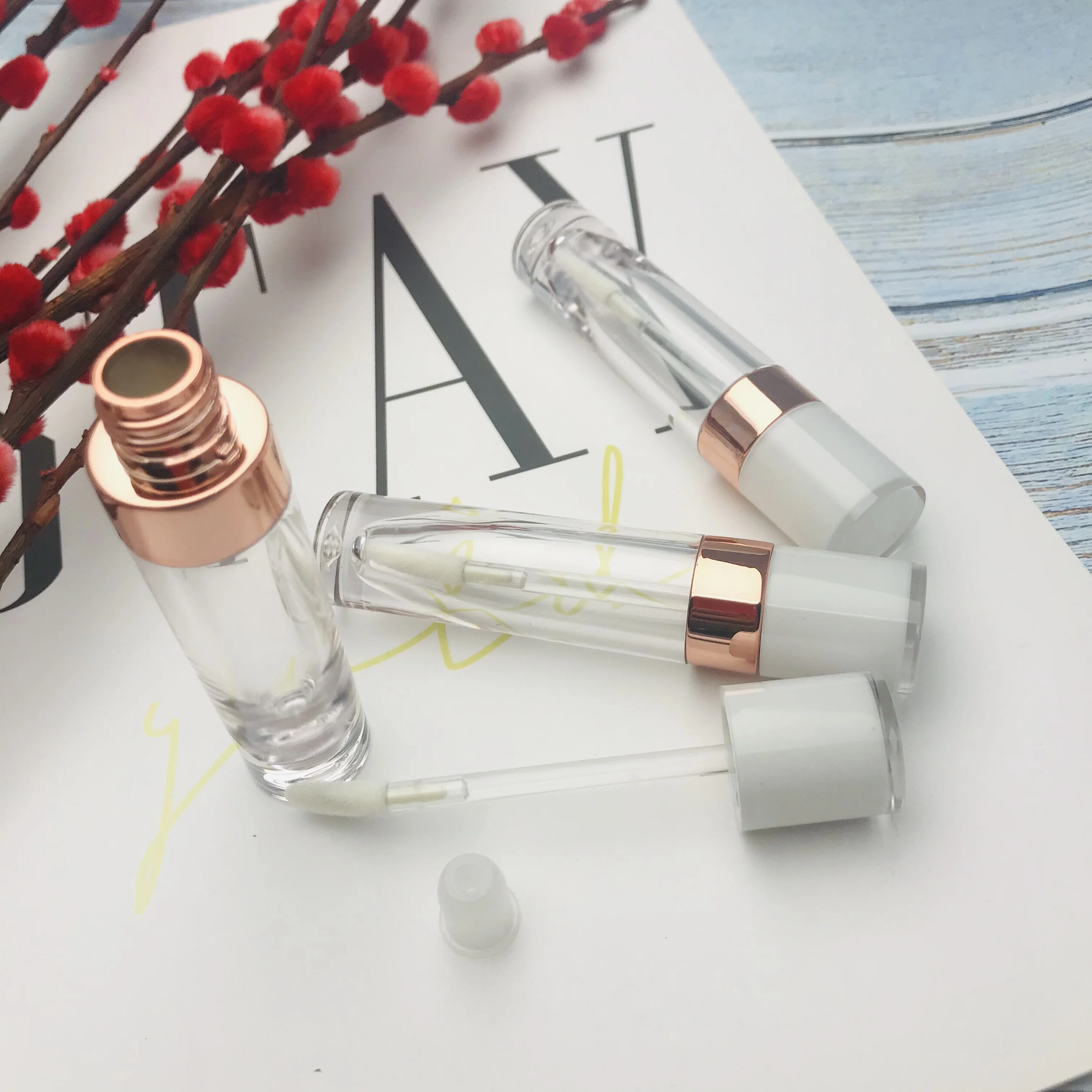 Großhandel 5ml Leere Lipgloss-Tuben mit Baby-Pink-Kappe AS Lipglaze-Behälter Verpackungsflasche Lippenstift Make-up – Detail 11