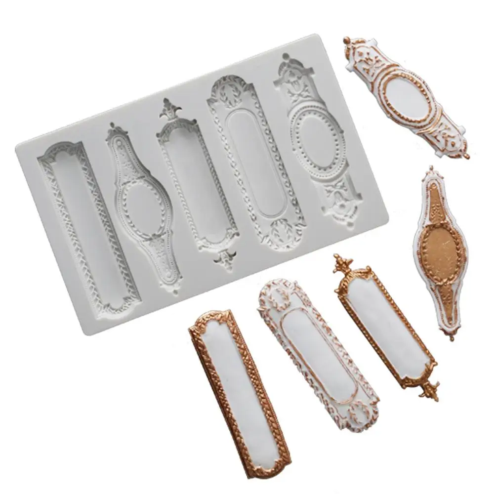 

European Style Long Photo Frame Silicone Mold Kitchen Baking Decoration Tool Resin DIY Cake Chocolate Fondant Moulds Accessories