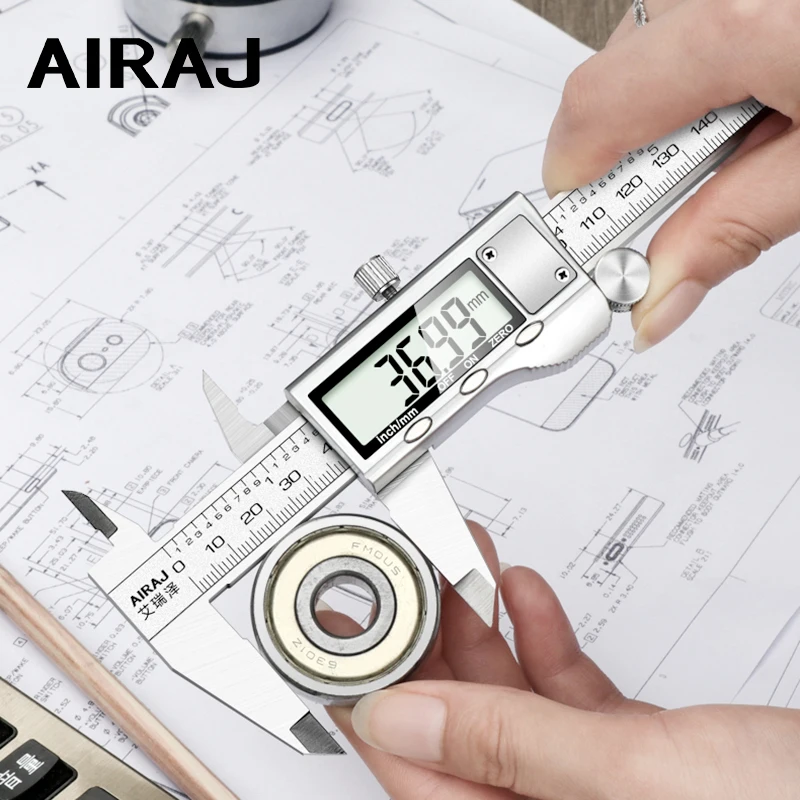 AIRAJ New High-precision Digital Caliper Stainless Steel Long Waterproof Vernier Caliper Level Multi-function Measuring Tool