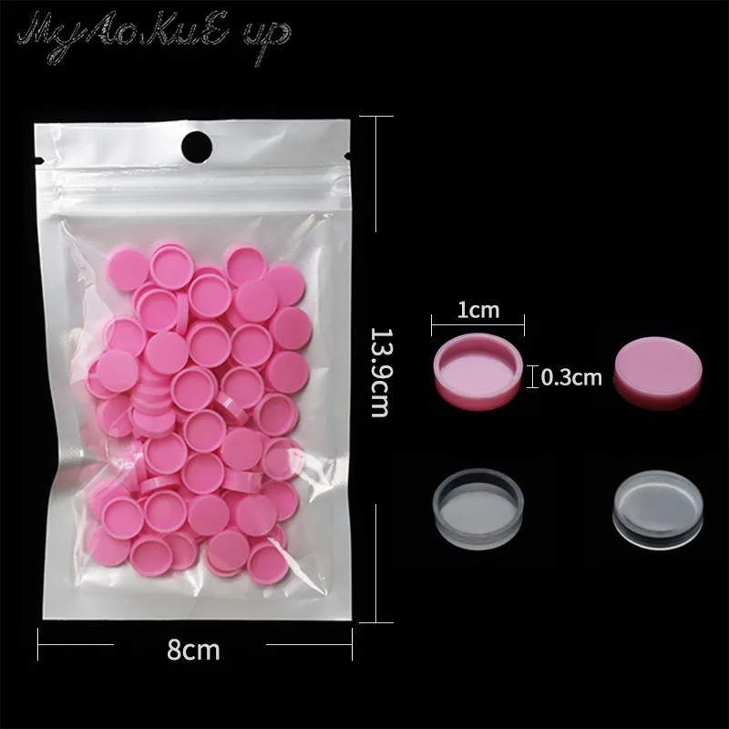 100 Teile/los Wimpern Kleber Halter Pfropfen Wimpern Schnell Individuelle Blüte Tasse Ring Augen Make-Up Verlängerung Klebstoff Ständer Werkzeuge – Detail 2