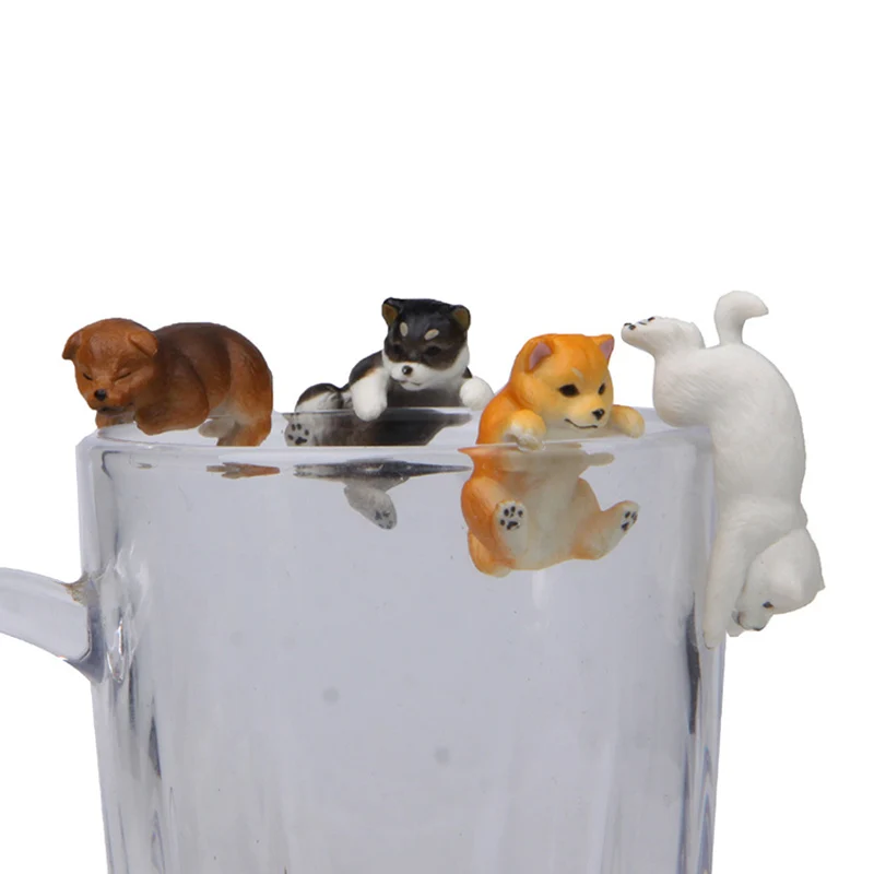 1pc New Cute Cartoon Cosplay Toys Animal Dog Shiba Inu Figurines The Edge of Cup Mini Action Figure Doll Collection Models Gifts