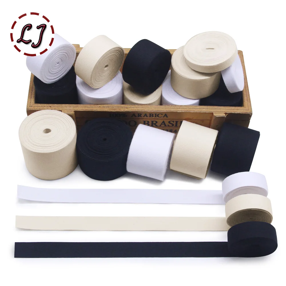 100m/roll 10/15/20/25/30/40/50mm Plain Cotton Webbings High Tenacity Bag Belt Lable Ribbons Sewing Tape Bias Binding DIY Crafts