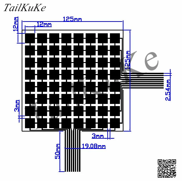 

RX-M0808M Flexible Thin Film Pressure Sensor Foot Pressure Sensor Distributed Array Large Area