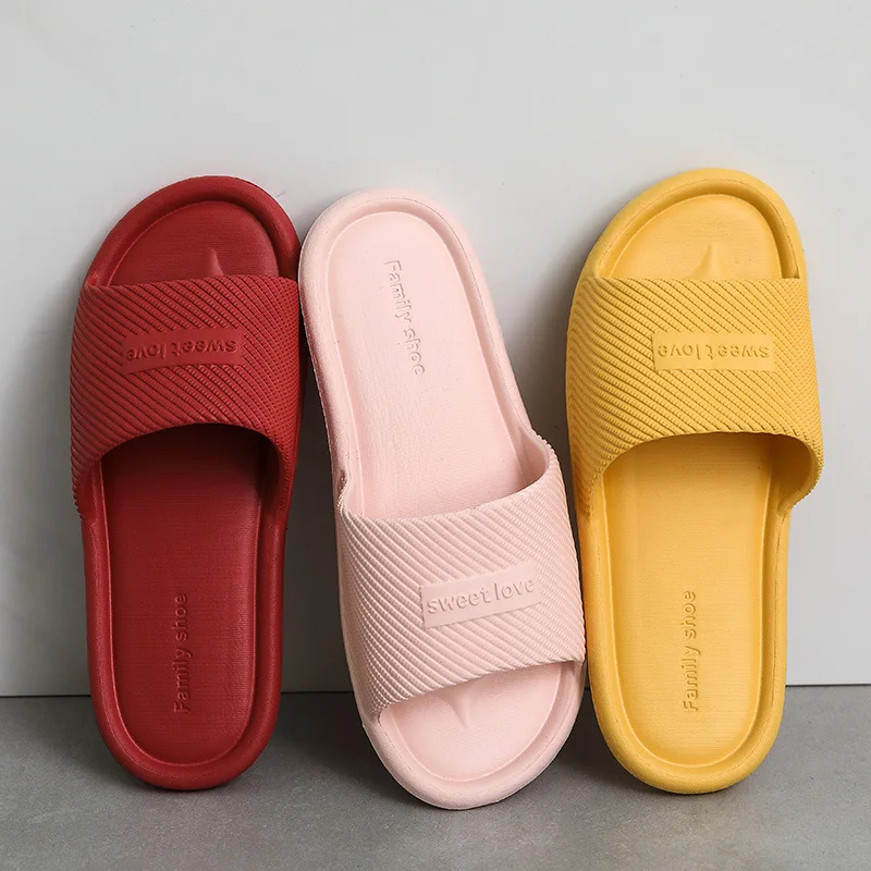 New Women Indoor Home Slippers Summer Flip Flops Bath Slippers Non-slip Unisex Couple Family Flat Shoes Hotel Sandal Flat Shoes