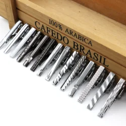 Men's Black Metal Tie Clip Bright Chrome Stainless Steel Jewelry  Necktie Clips Clasp Clamp Wedding Charm Creative Gifts