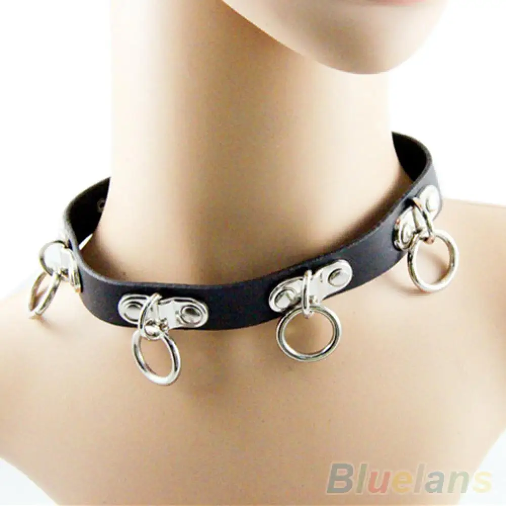 Hot Sales!! Punk Gothic Black Faux Leather Choker Cross Spike Rivet Buckle Collar Necklace