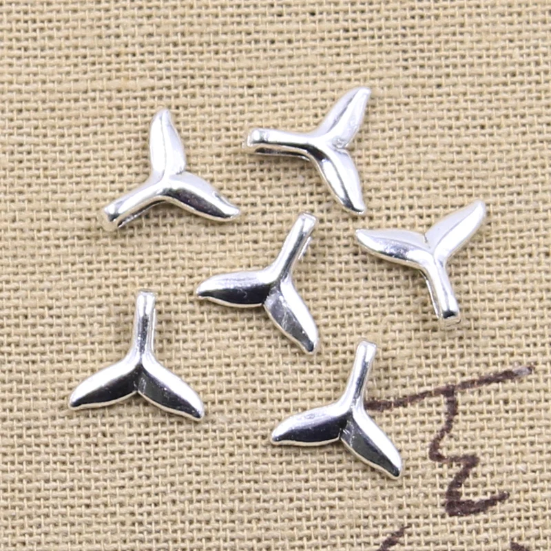 

50pcs Charms Whale Tail 10x10mm Antique Silver Color Pendants Making DIY Handmade Tibetan Finding Jewelry