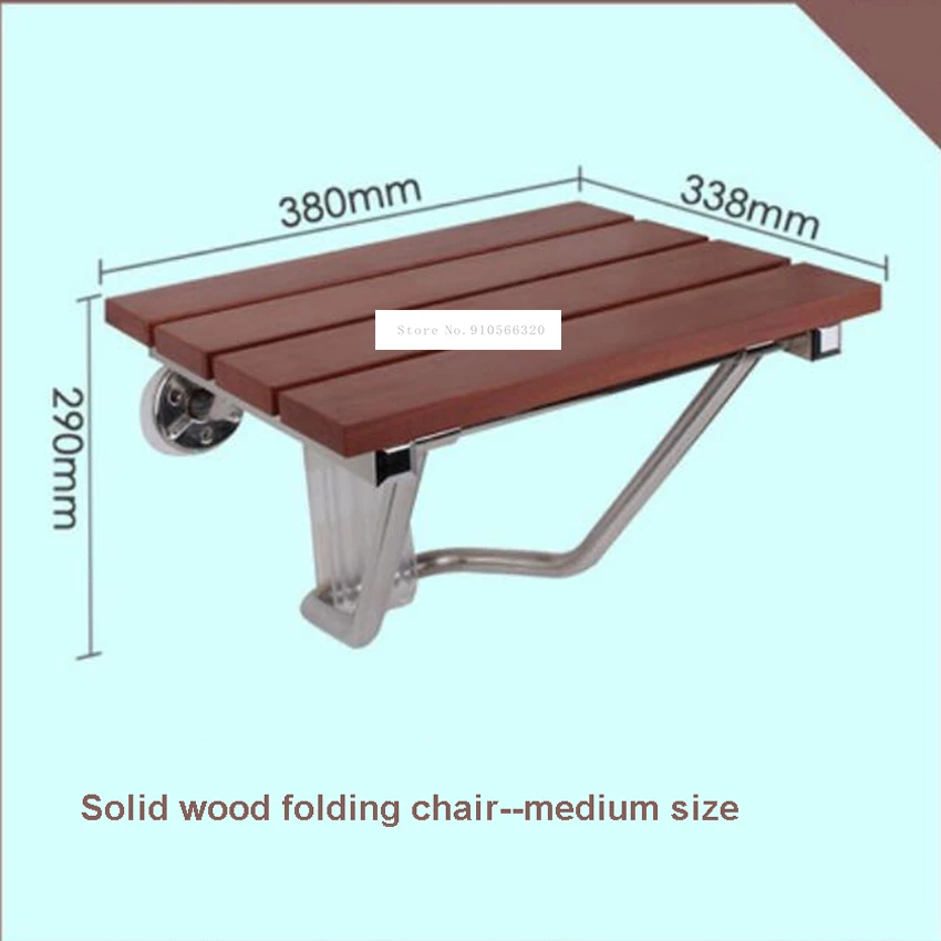 Cao Cấp Nguyên Khối Gỗ Tắm Ghế Tắm Treo Tường Ghế Phòng Tắm Phân Hộ Gia Đình Gắn Tường Tắm (38*33.8Cm)