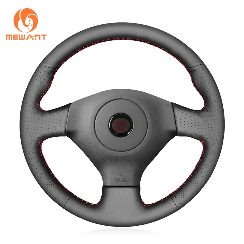 MEWANT Black Artificial Leather Hand Sew Wrap Car Steering Wheel Cover for Subaru Impreza WRX Impreza WRX STI 2005 2006-2007