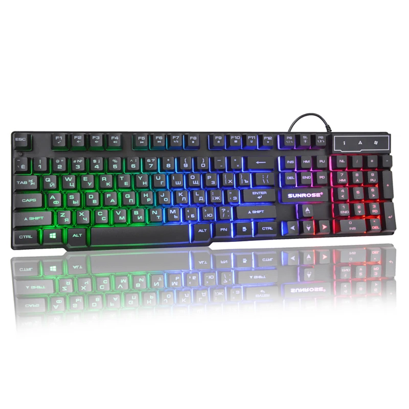 Teclado de jogos rgb backlit teclado 104key russo/eua com fio ergonômico mix retroiluminado para computador portátil