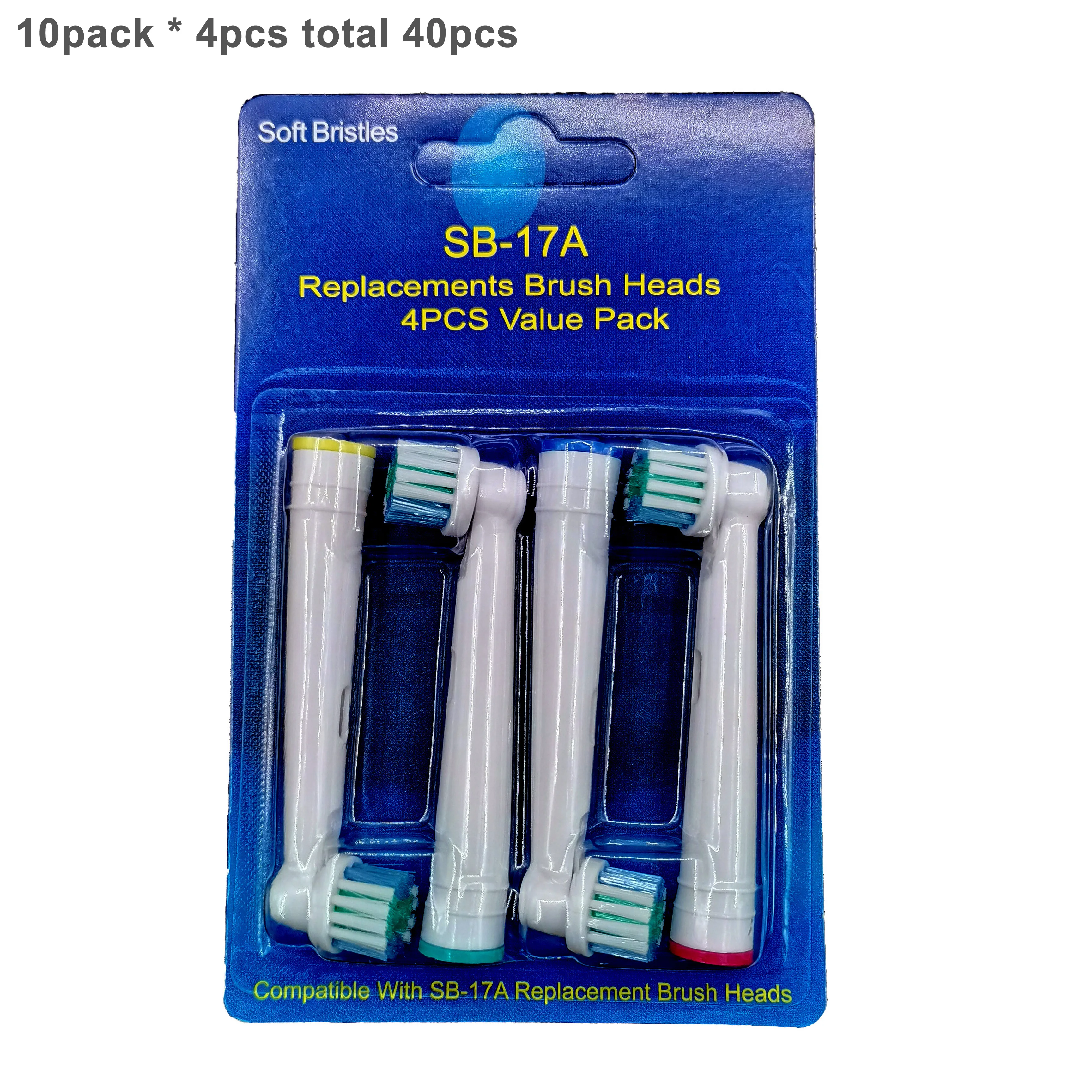 40pcs VIP Tu Oral A B Electric Toothbrush Replacement Brush Heads, Sensitive brush heads Extra soft bristles D25 D30 D32