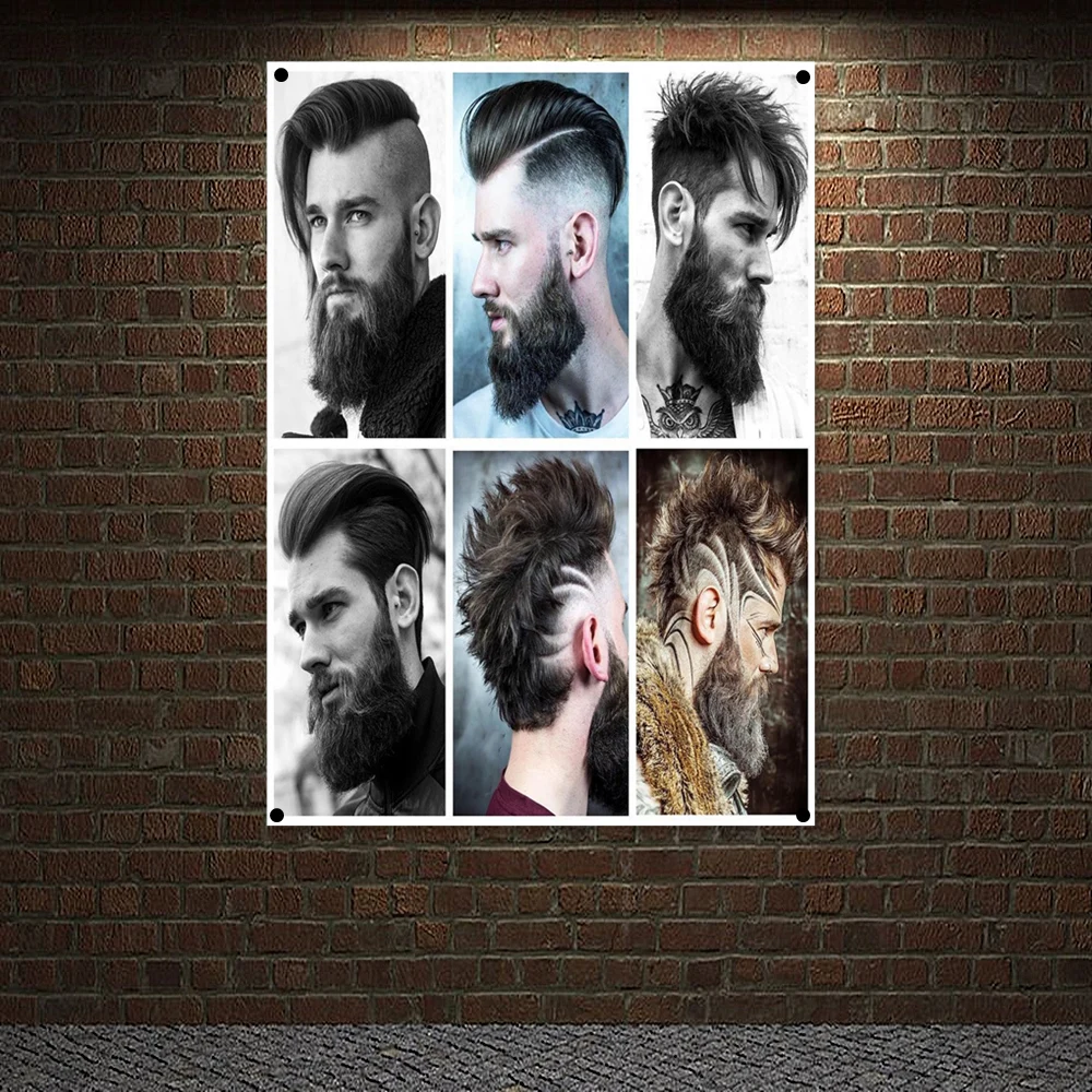 

Hairstyle Barber Shop Signboard Wallpaper Tapestry Vintage Decor Hairdresser Poster Flag Banner Canvas Painting Wall Hanging b2