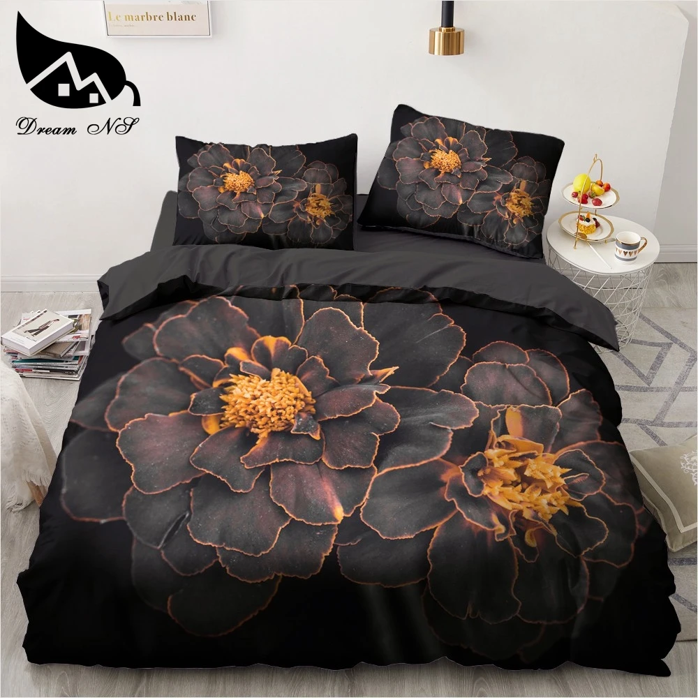 Imagem -06 - Sonho Ns3d Grande Rosa Flor Rosa Floral Conjuntos de Cama Casamento Capa de Edredão Folha Fronhas Conjunto de Cama