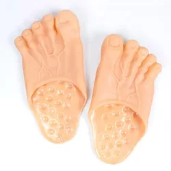 Pantofole divertenti in PVC con piedi nudi Scarpe Bigfoot Ciabatte con punta Appartamenti Sandali divertenti per feste Spaventosi per accessori per costumi di Halloween per adulti