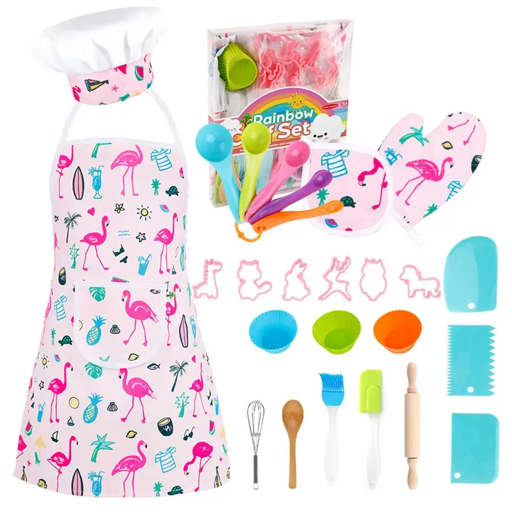 26 stücke Kinder Chef Schürze Set Kinder Kochen Backen Set Simulation Küche Werkzeug Pretend Spielen Spielzeug Set Brot, Der Werkzeuge