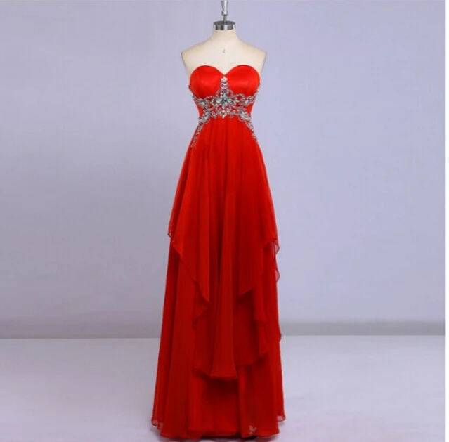 

Long Red Pregnant Formal Long party prom Gown Elegant Crystal Beaded Sweetheart Chiffon vestido de noiva 2025 evening dresses