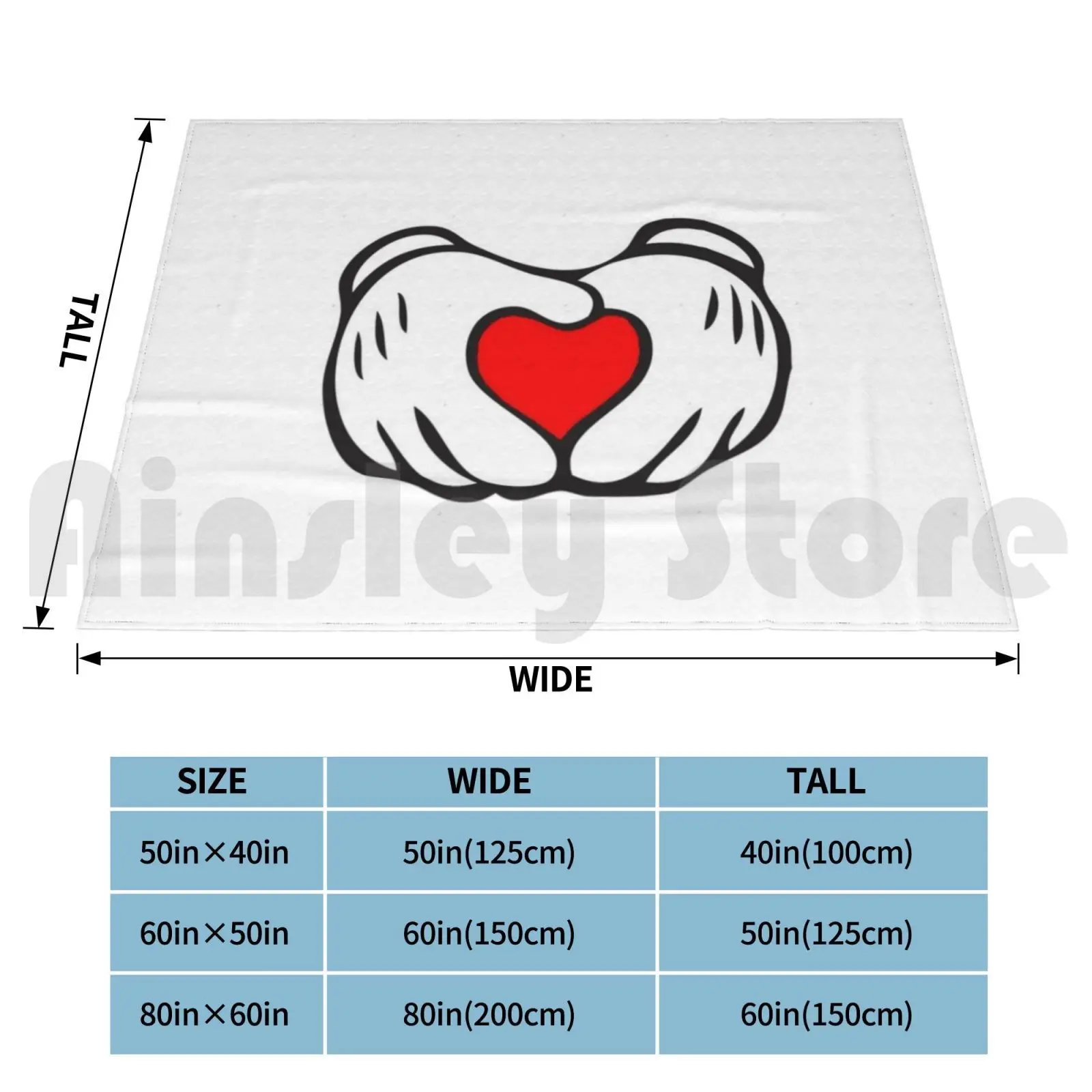 Sweet Heart! Blanket For Sofa Bed Travel Heart Love Mickey Cartoon Animated Movie Hands