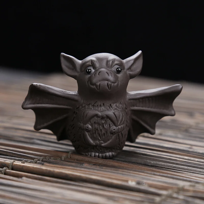 Loveliness Bat Puer Tea Pet Zisha Tea Accessories Ceramic Animal Figurines Household Office Porcelain Decoration Play Tea Toy