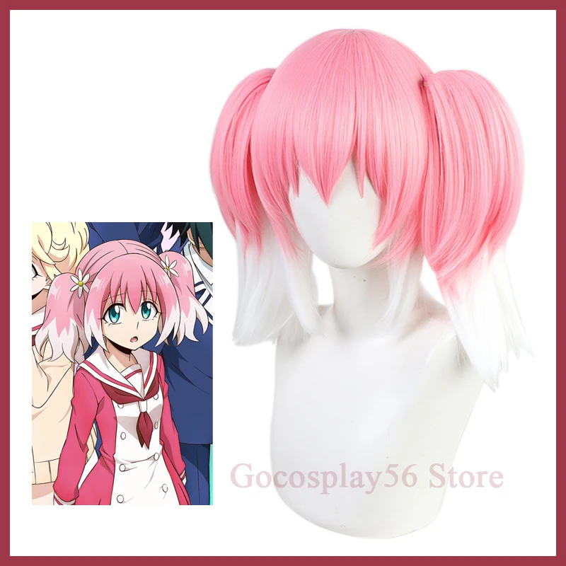 

Hiiragi Nana Wig Cosplay Gradual Pink White Twin Ponytail Synthetic Hair Role Play