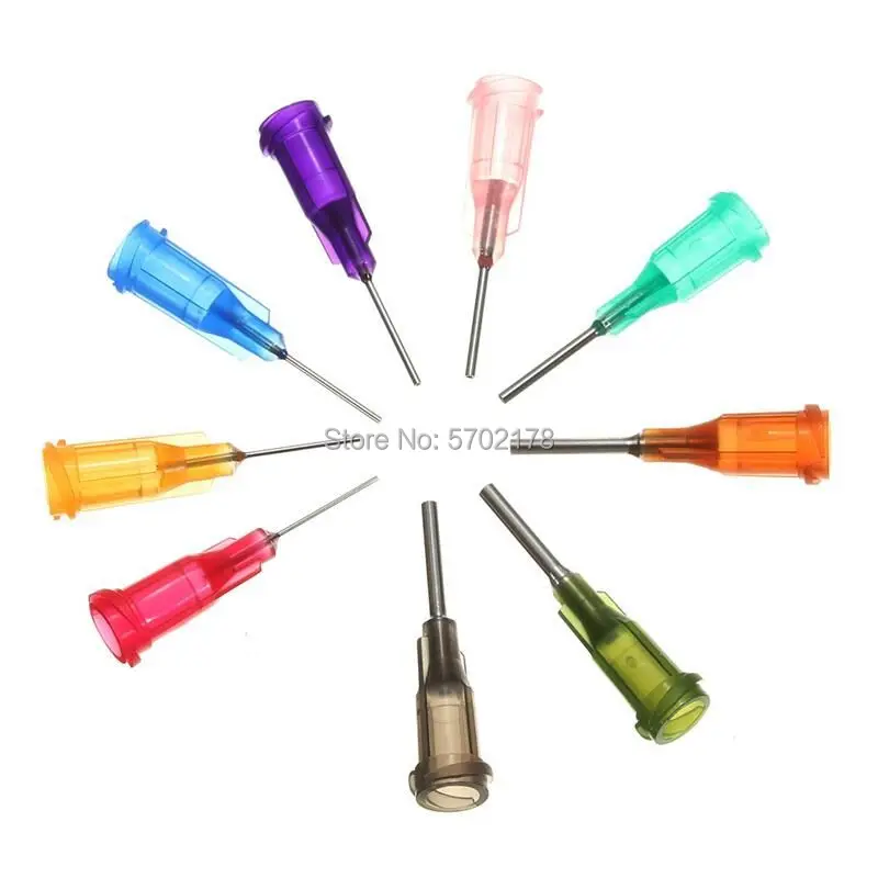 Dispensador de agulhas de plástico, dispensador de agulhas de precisão de plástico com parafuso para assento, 1/2 polegadas, 100 peças