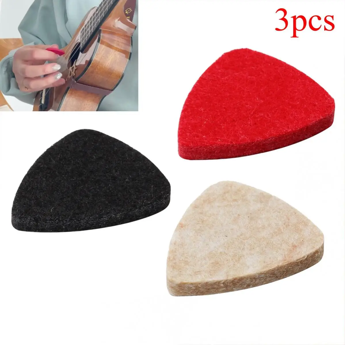 

3pcs Soft Felt Ukulele Pick Plectrum for Concert Soprano Tenor Ukulele