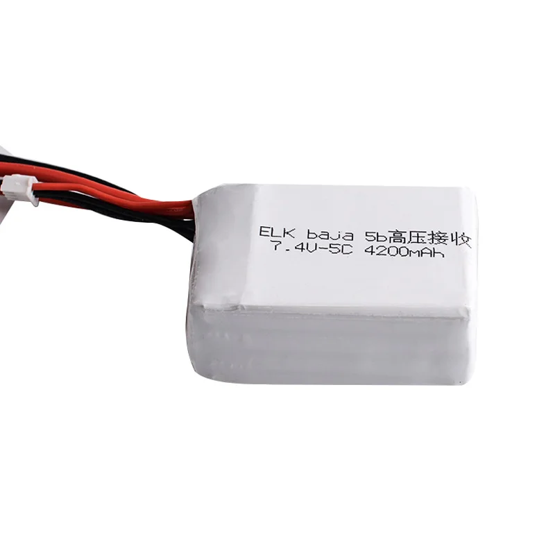 Batterie LiPo 7.4V 4200mAh 5C 2S pour modèle de voiture ELK-RACING Baja Rc, haute tension, puissance de réception 5t 5sc