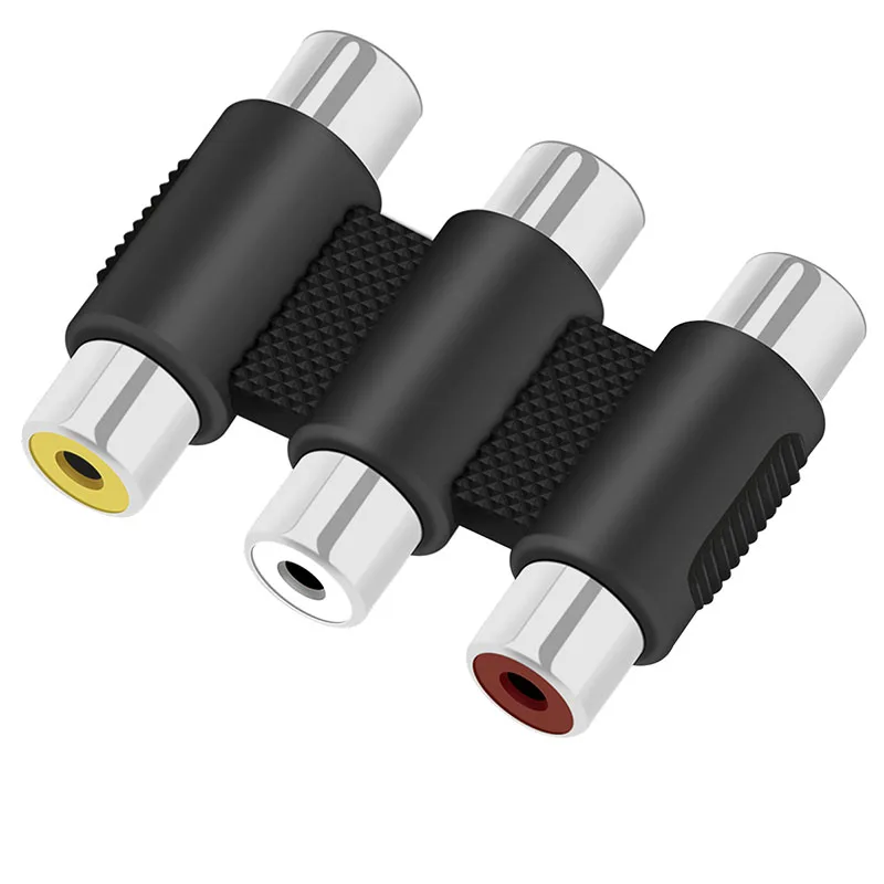 2 ชิ้น 3RCA หญิงหญิง Coupler AV Video Audio Adapter Cable Connectors