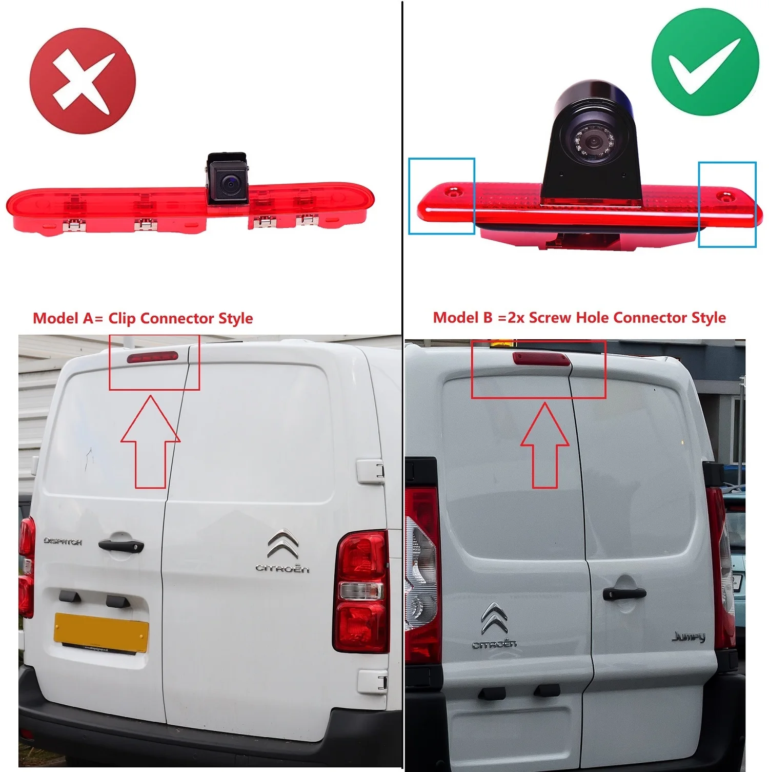 HD 720P E9 Camera for Fiat Scudo/Peugeot Expert/Citroen SpaceTourer Toyota ProAce, Brake Light Night Vision Camera+7'' monitor